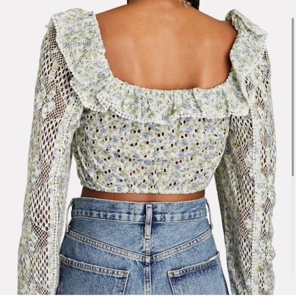 LoveShackFancy Dorabella Lace-Trimmed Floral Top - Picture 3 of 10